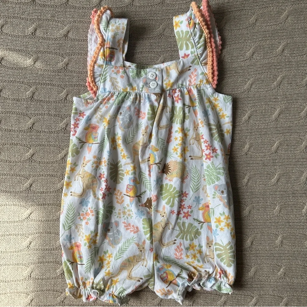 NWOT Goodlad Baby Girl Romper, Tropical Animals, 18 Months